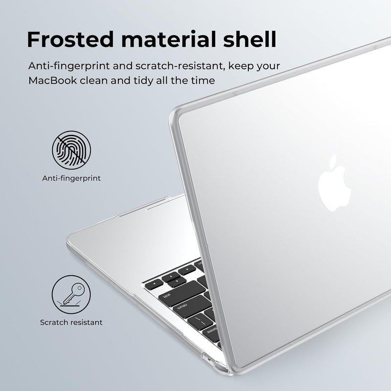 BlueSwan Anti-Cracking Hard Shell Case Compatible with MacBook Air 13 inch M4 M3 M2 2026 2025-2022 A3240 A3113 A2681, Drop Protection Soft TPU Bumper PC Base for Air 13.6 inch, Frosted White - Image 2